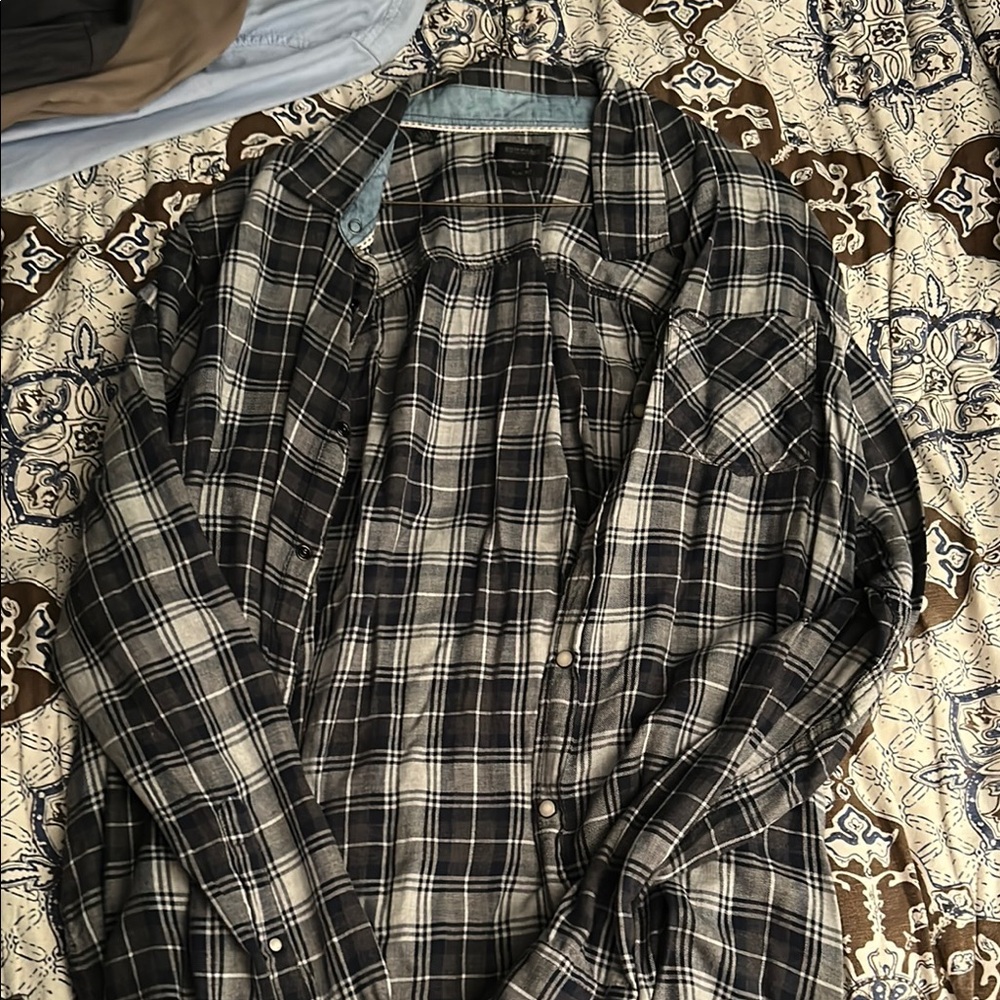 Buffalo David Bitton Navy and White Checkered Shirt